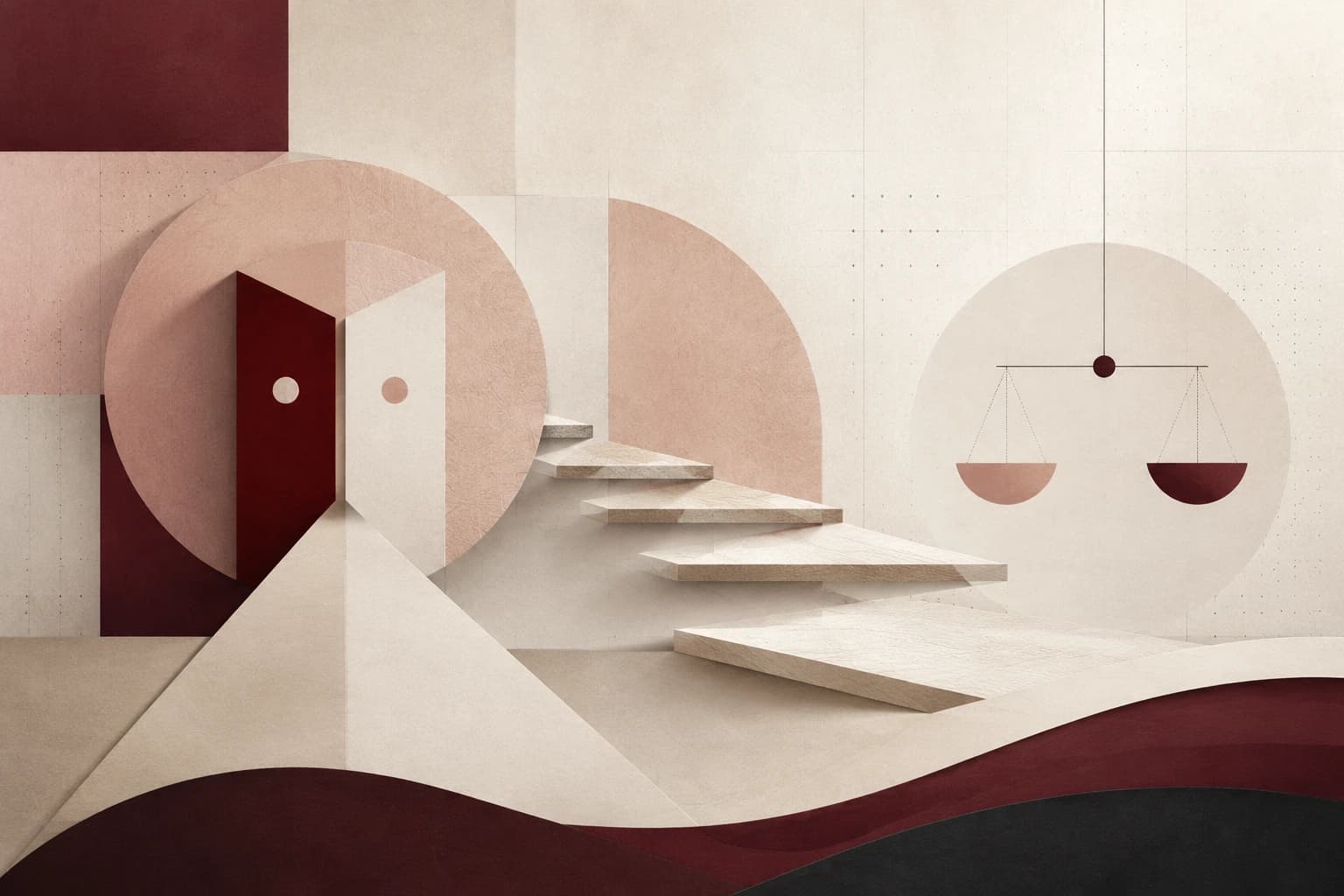 Abstract scales and stairs illustration for the dispute resolution practice